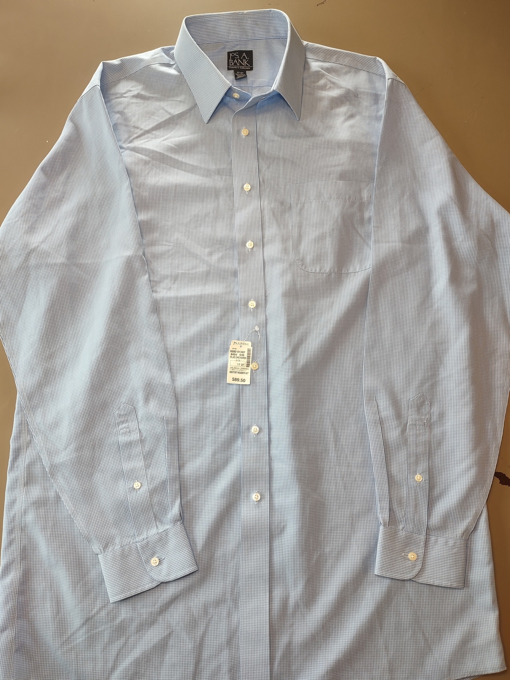 New Jos. A. Bank Light Blue Micro-Check Dress Shirt - Picture 8 of 8